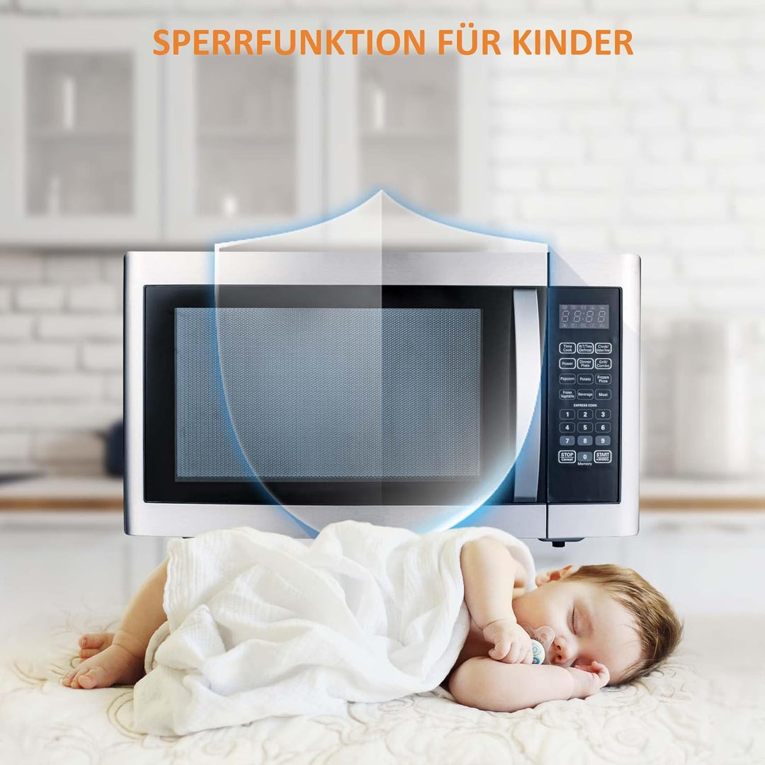 Mikrowelle mit Grill,Techomey 2-in-1 Mikrowelle,1100W microwellengerät,42L, bis 1400W Grill, Kombi-F
