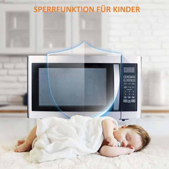 Mikrowelle mit Grill,Techomey 2-in-1 Mikrowelle,1100W microwellengerät,42L, bis 1400W Grill, Kombi-F