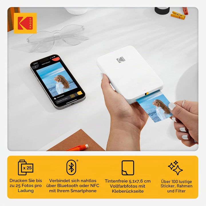 Kodak Step Slim Mobiler Sofortbild-Fotodrucker – Kit: 20 Packung Zinkpapier, Etui