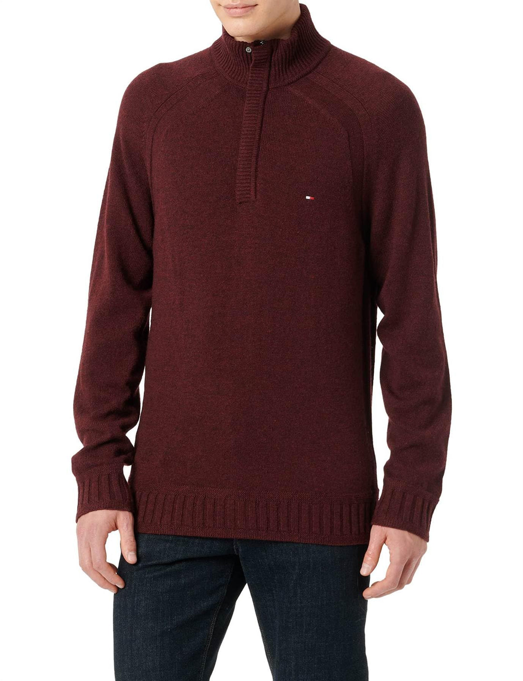 Tommy Hilfiger Herren Pullover M Rot (Deep Rouge Heather), M Rot (Deep Rouge Heather)
