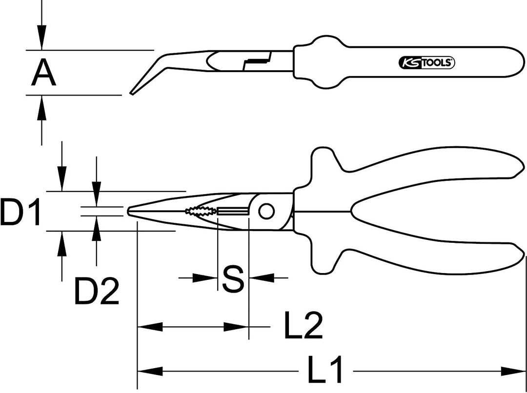 KS Tools 115.2113 SlimPOWER Flachrundzange, gebogen, 210mm