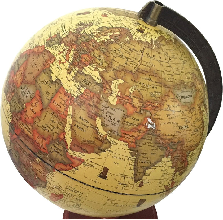Exerz 25cm Antiker Globus Mit Holzfuss - Englische Karte - Für Kinder Büro Deko - Schülerglobus Mord