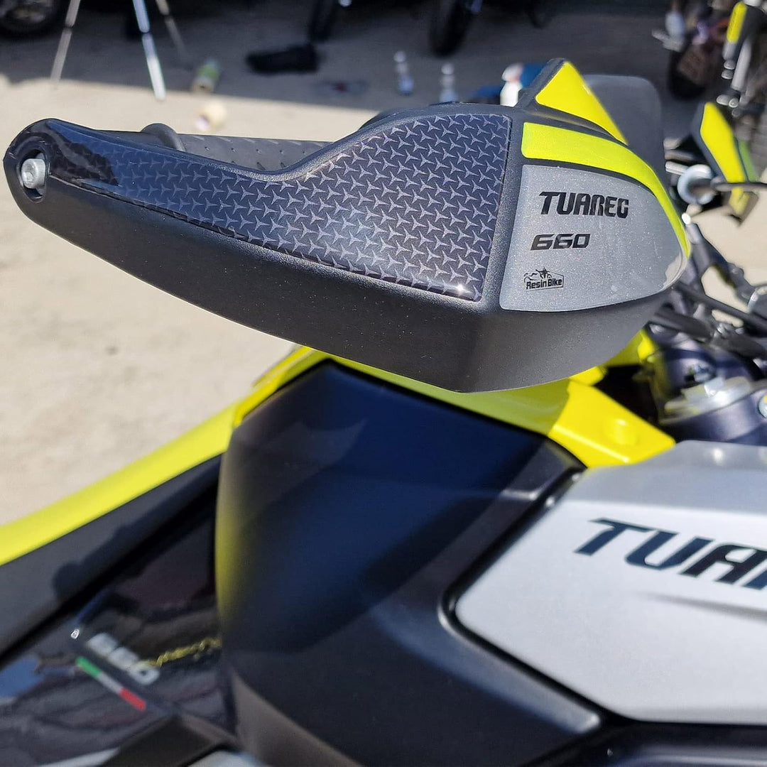 Resin Bike Aufkleber für Motorrad Kompatibel mit Aprilia Tuareg 660 2022 Acid Gold. Handschutz vor S
