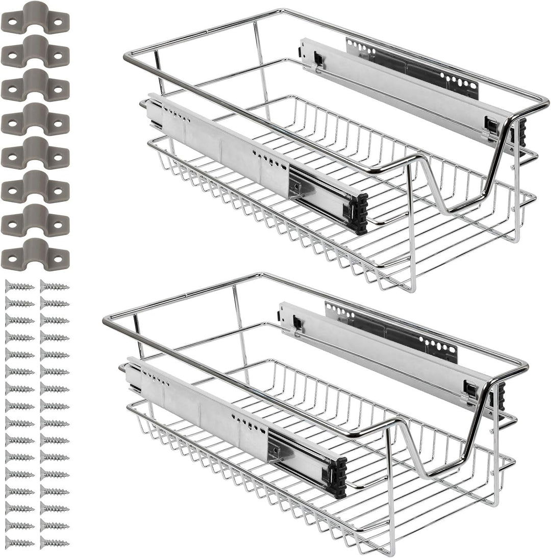 Ikodm Teleskopschublade 2X30cm Küchenschublade, Schrankauszug,Küchenschrank Auszug Nachrüsten,Küchen