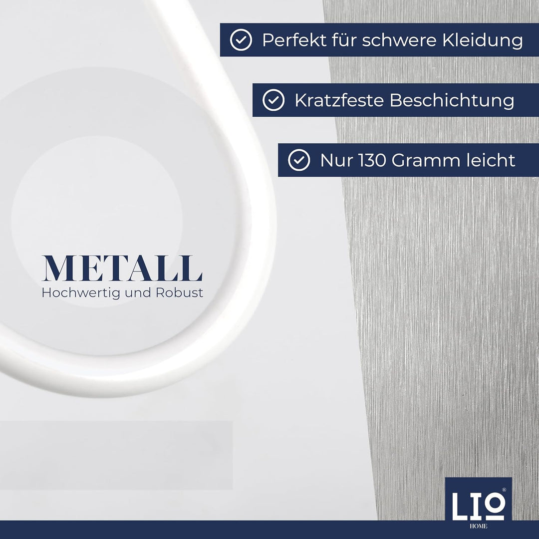 3er-Set Kleiderbügel aus Metall in weiss oder schwarz mit FoldFree Faltenschutz – Stabile Drahtbügel
