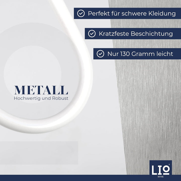 3er-Set Kleiderbügel aus Metall in weiss oder schwarz mit FoldFree Faltenschutz – Stabile Drahtbügel