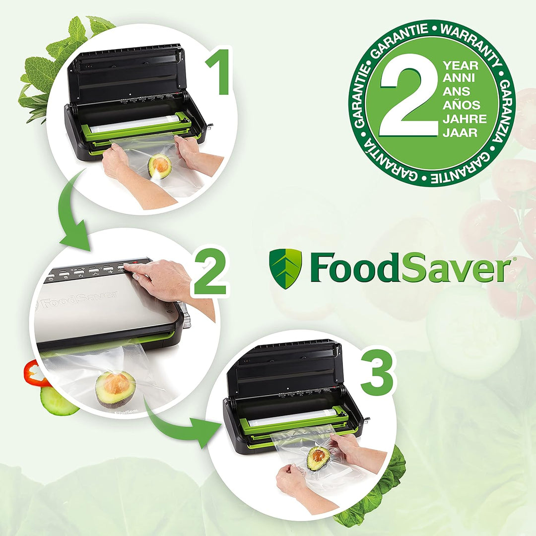Foodsaver Vakuumiergerät für Lebensmittel mit integrierter Rollenaufbewahrung &amp; wiederverwendbare Va