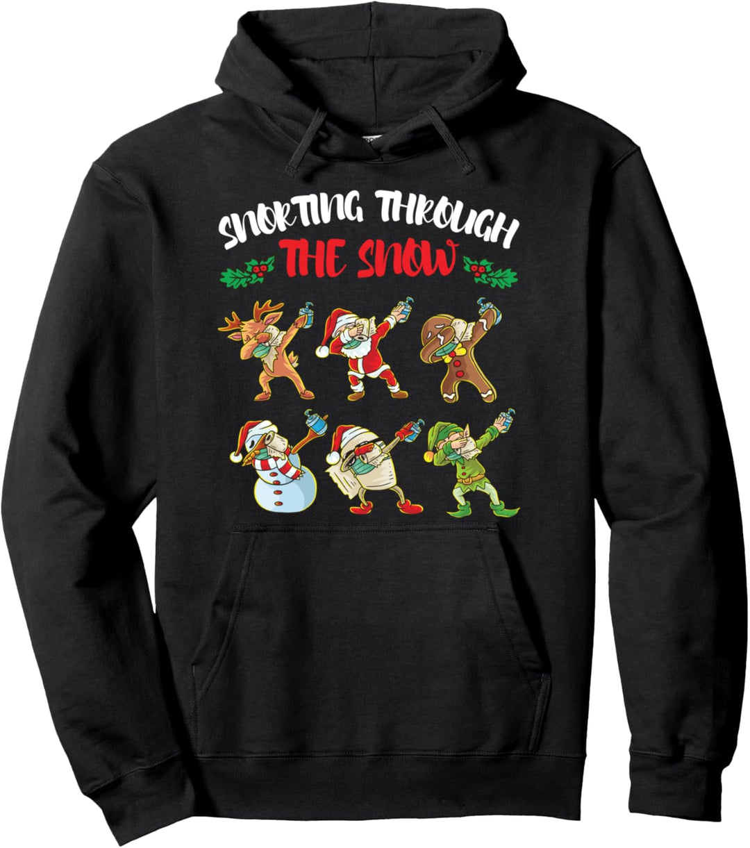 Merry X-Mess Maske Dabbing Santa Claus Rudolph Elf Christmas Pullover Hoodie