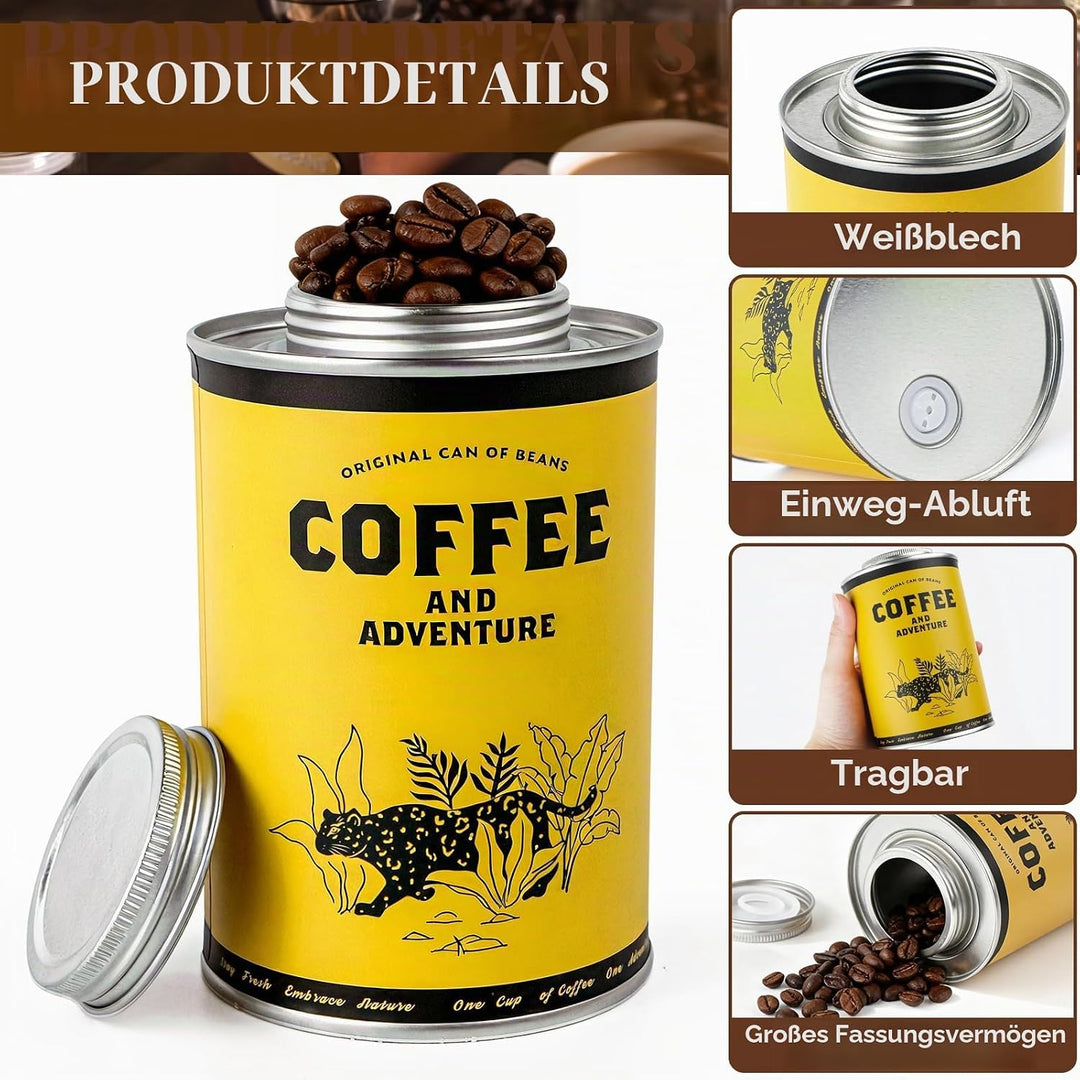 Kaffeedose Luftdicht 620 ml Aufbewahrung-Metalldose Vorratsbehälter für Lebensmittel, Runde Kaffeepa