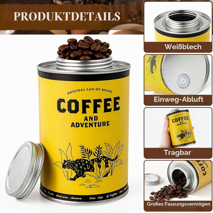 Kaffeedose Luftdicht 620 ml Aufbewahrung-Metalldose Vorratsbehälter für Lebensmittel, Runde Kaffeepa
