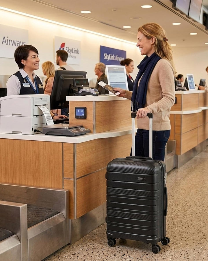KONO Zwillingsrollen Reisekoffer TSA-Schloss 55cm Boardcase Trolley Koffer Polypropylen Hartschale R
