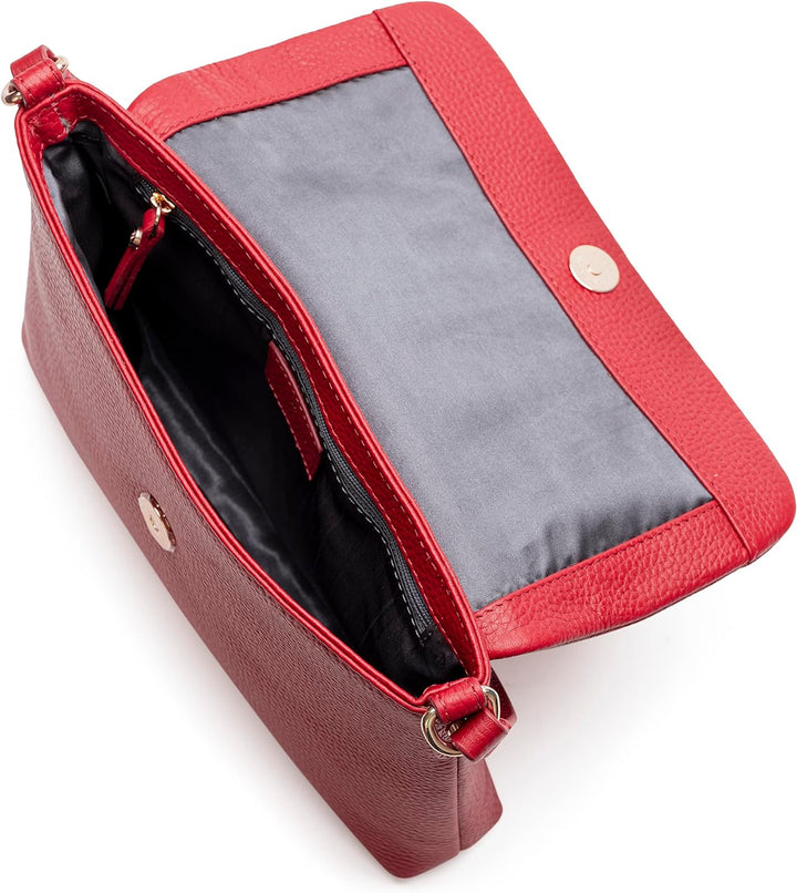Lazarotti Bologna Leder Umhängetasche Damen | verstellbarer Schulterriemen | mittelgrosse Crossbody