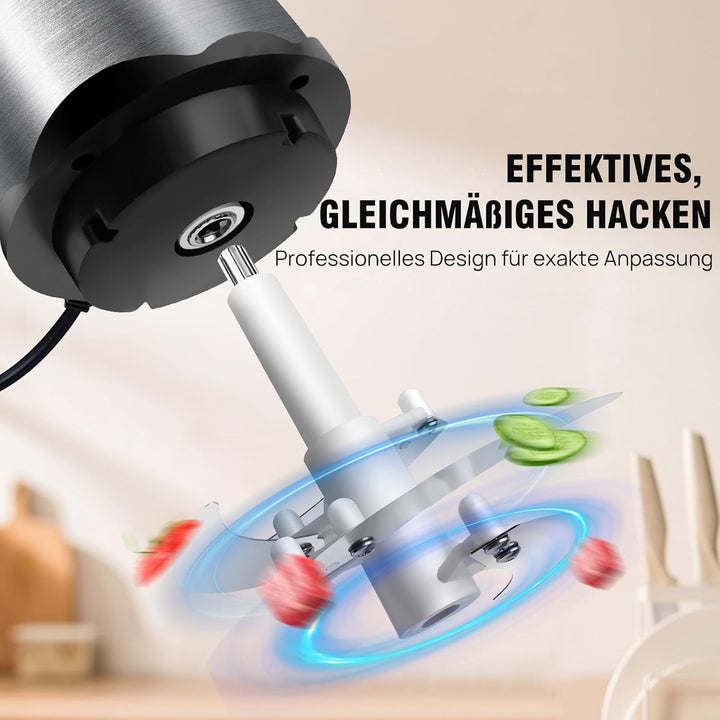 Kitchen Pro 2L Mini-Zerkleinerer mit Glasschale - Mini-Universalzerkleinerer mit Edelstahlklingen -