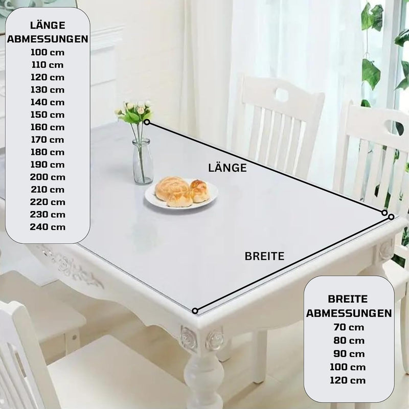 Mayda Tischfolie transparent 1.8 mm- Glasklar Folie Tischschutz - versch. Grössen, Individuell Zusch