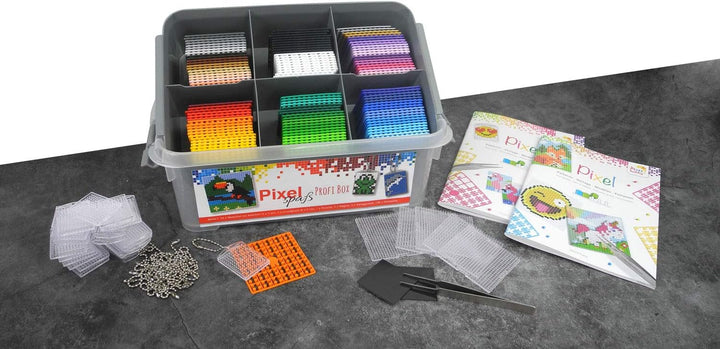 Pixel P60002-29501 Profi Box, Bastelset mit 126 Pixelplatten, 24 Medaillons mit Kette, 5 Grundplatte
