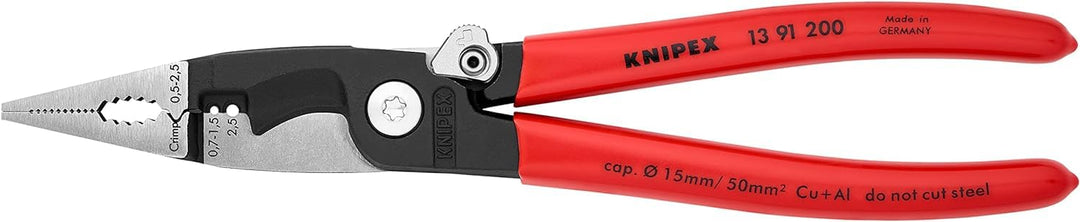 Knipex Elektro-Installationszange schwarz atramentiert, mit Kunststoff überzogen 200 mm 13 91 200