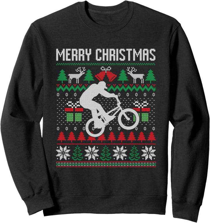 Merry Christmas BMX-Fahrrad, Weihnachtsmann, lustig, für Familie Sweatshirt