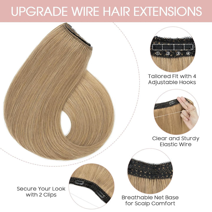 Extensions Echthaar mit transparenter Schnur, Silk-co Wire in Extensions Dunkelblond 55g, Secrets Ha