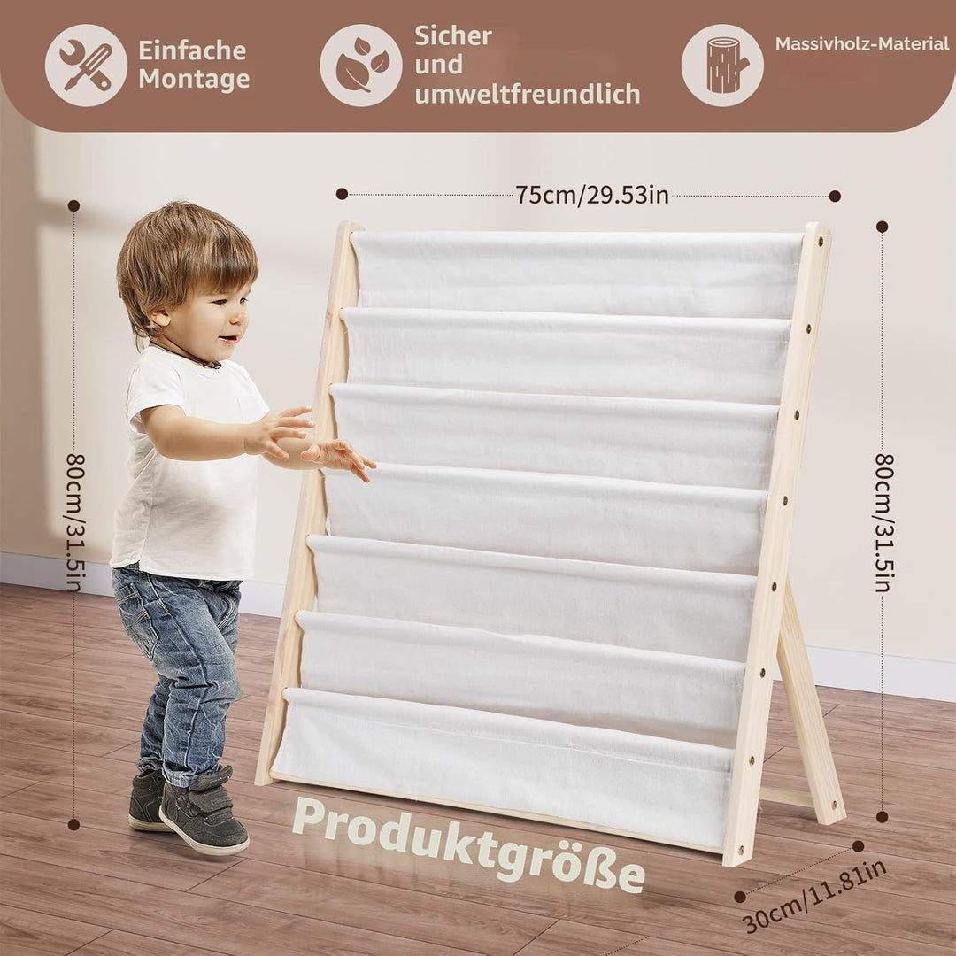 Kinder-Bücherregal, 6 Ebenen, Bücherregal, Aufbewahrung, Ausstellungsregal, einfacher Zugriff, Holzb
