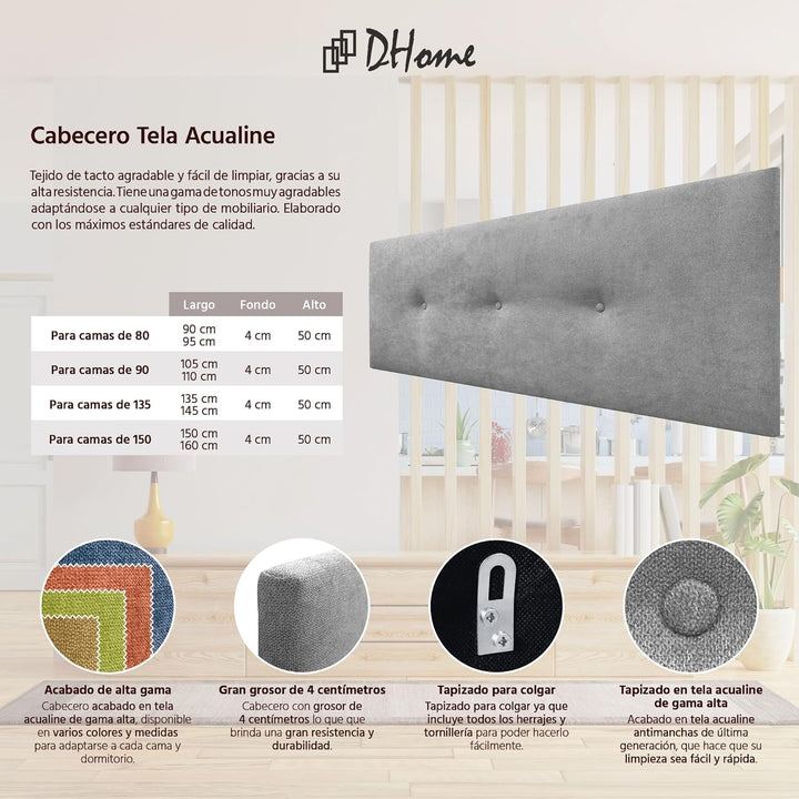 DHOME Kunstleder oder Acualine Stoff Kopfteil einfarbig mit Knöpfen gepolstert HIGH Range Luxus Bett