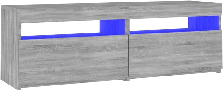 TV-Schrank mit LED-Lichtern, Sonoma-Grau, 120 x 35 x 40 cm, mehrschichtiges Holz, TV-Schrank, Vitrin