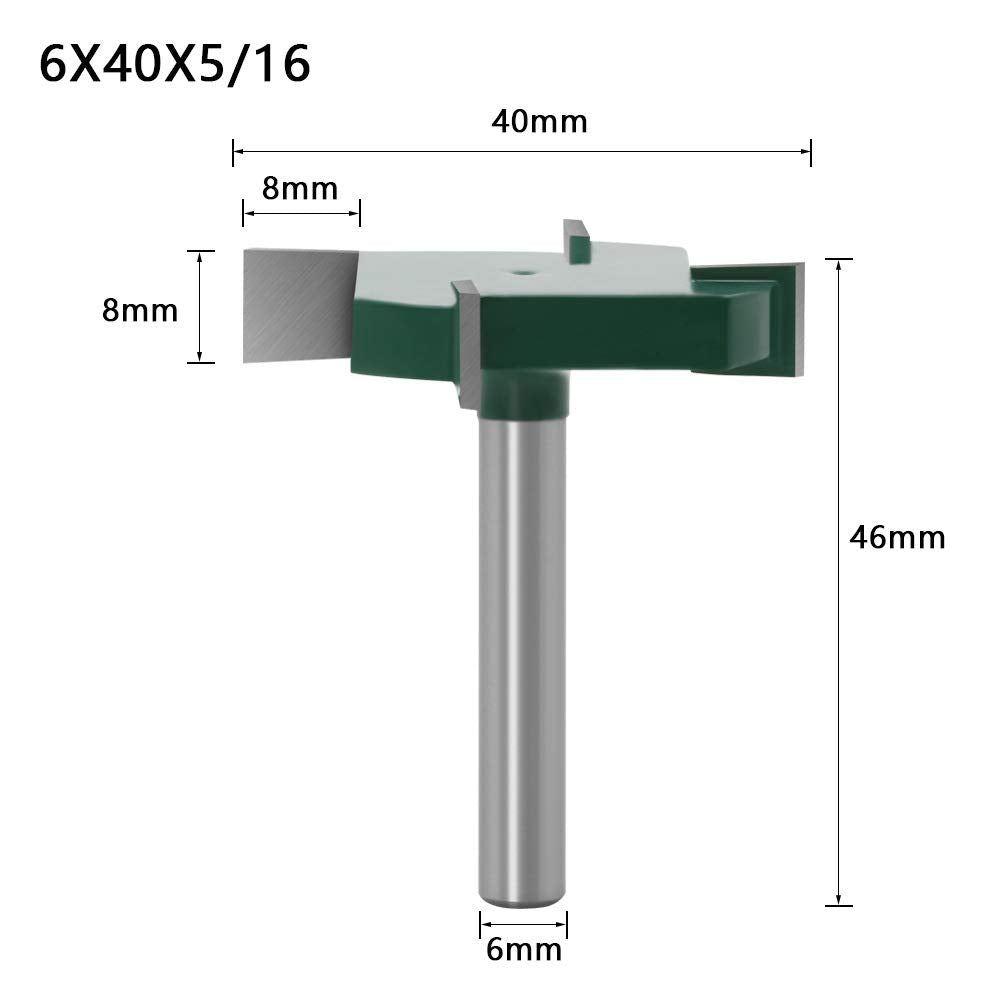 Baorder 4 Stück 6mm Schaft Spoilboard Oberflächenfräser Fräser Bit Set 4 Flügel Platten Abflachungs