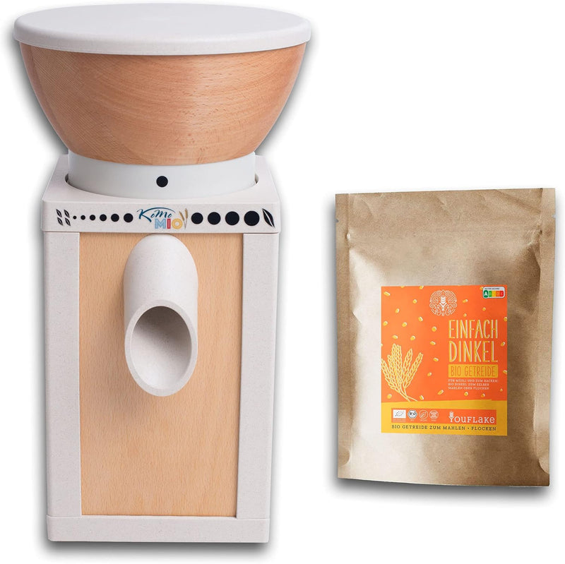 KoMoMio natur | Made in Austria | Edelkorund und Keramik Mahlstein | + 2,5 kg Bio Dinkel KoMoMio nat