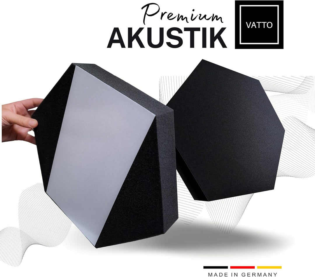 VATTO® Schallabsorber WAND Akustikpaneele - 12x Ø32cm selbstklebende Sound Absorber - Akustikplatten