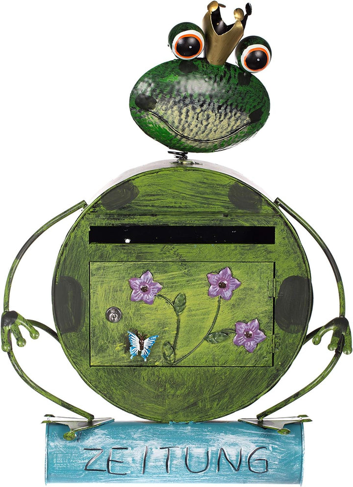 Antiker Briefkasten, Tierdesign Frosch, NA13A332 Handbemalt. Briefkasten-froschkönig, Briefkasten-fr