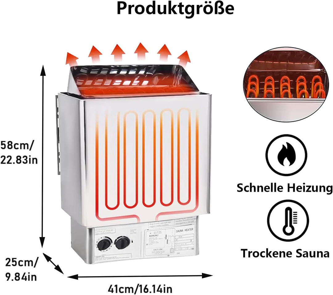 3,0 kW 220V Saunaofen Sauna Ofen elektrisch Saunaheizung Saunaheizgerät Geeignet für 3 m³ Saunaraum