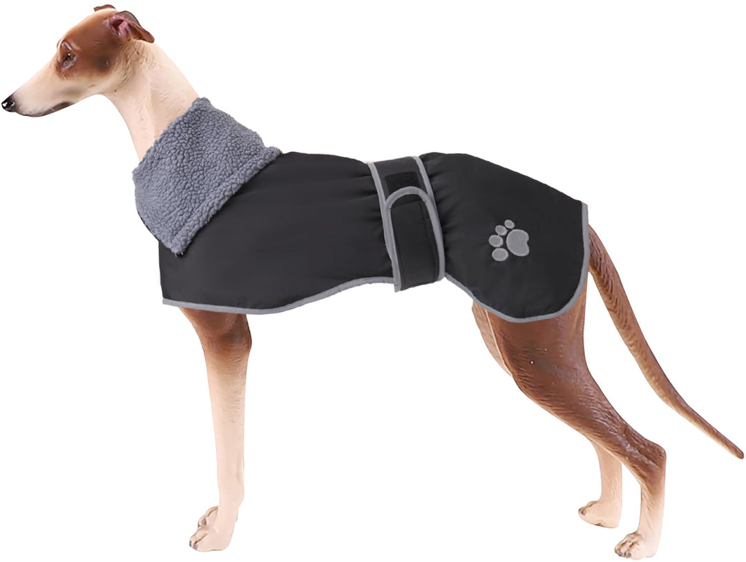 Geyecete Hunde Wintermäntel fur Windhund,Hundejacken mit plüschfutter,Wasserdichter Regenmantel Wind
