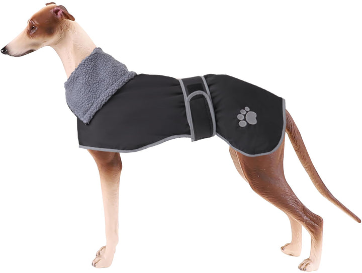 Geyecete Hunde Wintermäntel fur Windhund,Hundejacken mit plüschfutter,Wasserdichter Regenmantel Wind