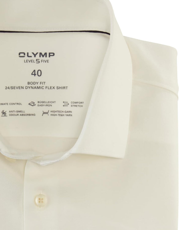 OLYMP Herren Businesshemd Langarm Level Five 24/Seven,Twill,Body fit,Modern Kent 42 Hellbeige 20, 42
