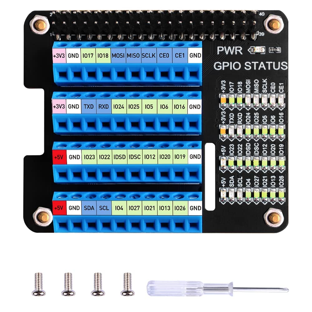 GeeekPi GPIO Expansion Breakout Board for Raspberry Pi 5 / 4B/ 3B+/ 3B/ 2B/ B+/ Zero 2 W/Zero W/Zero