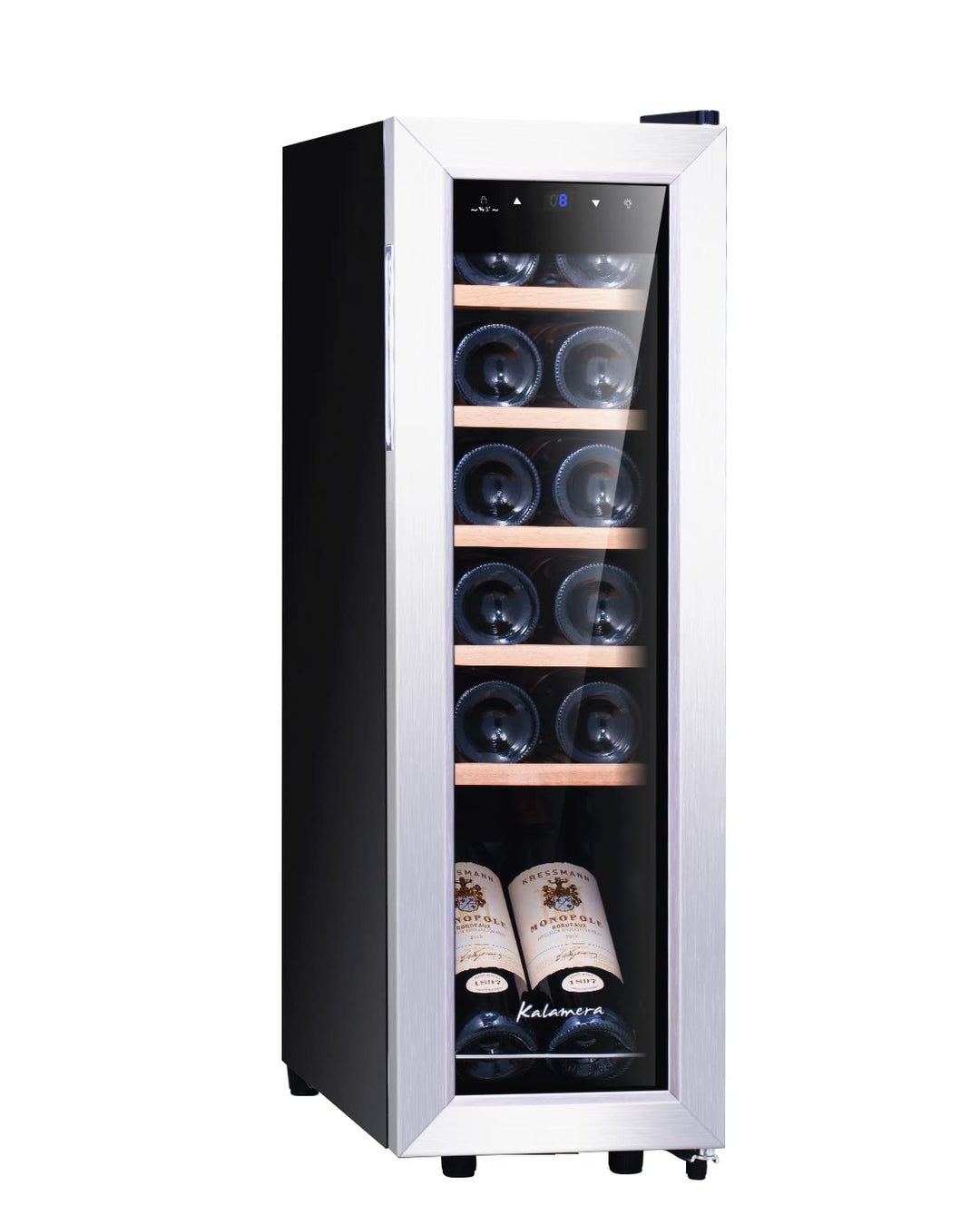 Kalamera Weinkühlschrank, 12 Flaschen 35 Liter Weinklimaschrank klein mit Kompressor, 5-18°C, KRC-35