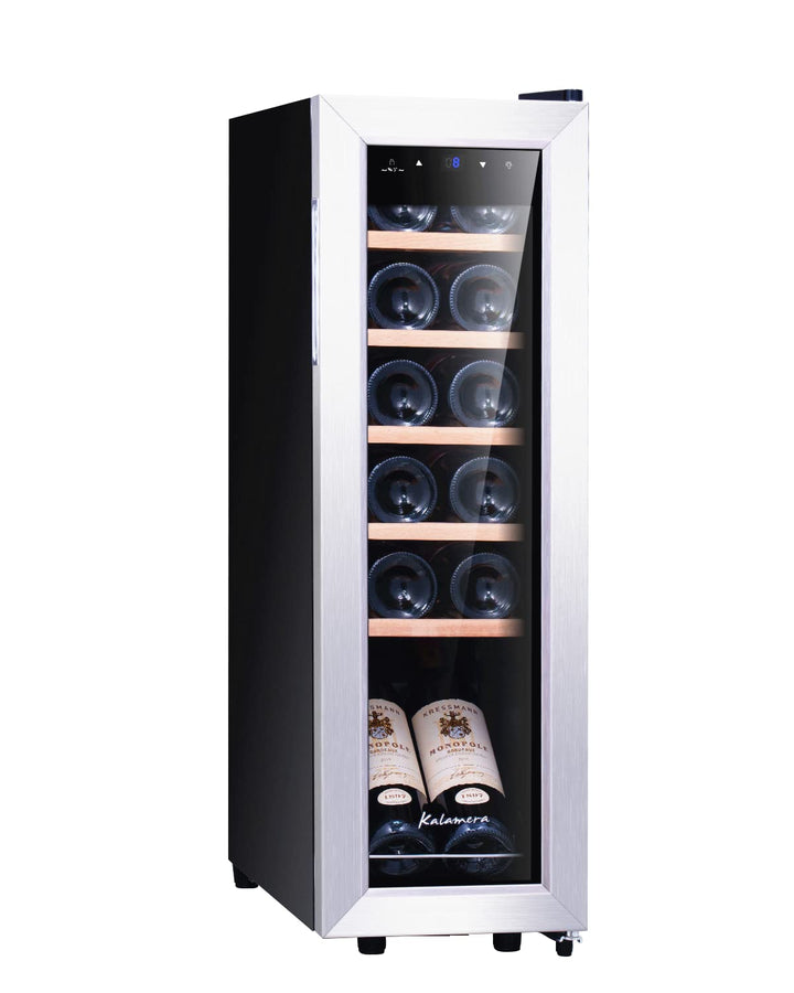 Kalamera Weinkühlschrank, 12 Flaschen 35 Liter Weinklimaschrank klein mit Kompressor, 5-18°C, KRC-35