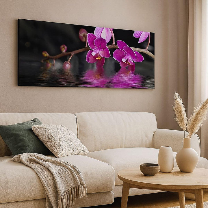 Wandbilder Dekoration Wohnzimmer Asien exotisch orchidee blume Panorama Bilder auf Leinwand 120x50cm
