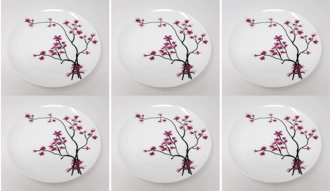 TeaLogic 6er Set Frühstücksteller, Kuchenteller Cherry Blossom D. 19cm Porzellan