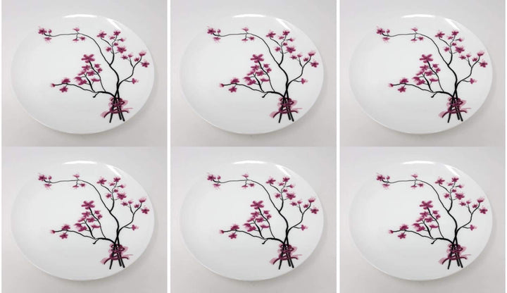 TeaLogic 6er Set Frühstücksteller, Kuchenteller Cherry Blossom D. 19cm Porzellan
