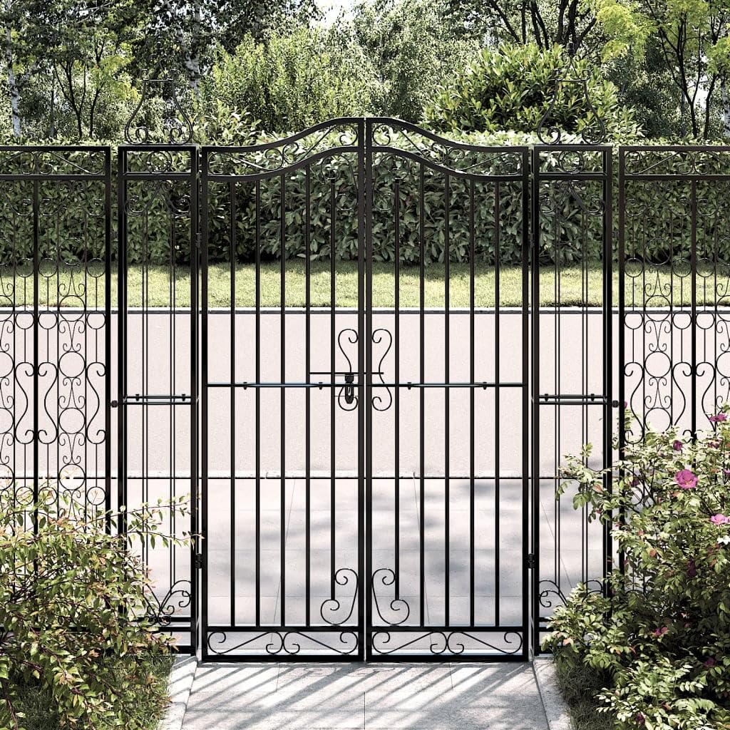 vidaXL Gartentor Schwarz 121x8x150 cm Schmiedeeisen 121 x 8 x 150 cm, 121 x 8 x 150 cm