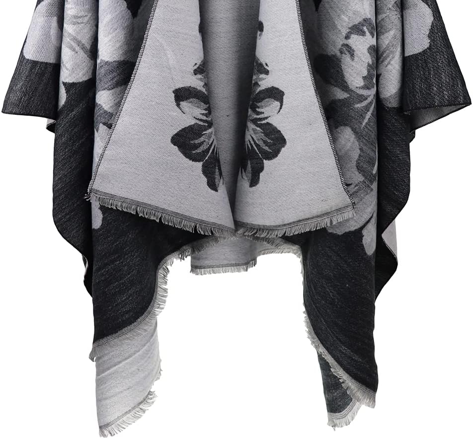 Shmily Girl - Damen Poncho Habe Gestrickt Überdimensionalen Decke Kap-Schal Plain Dispersion Bart Bl