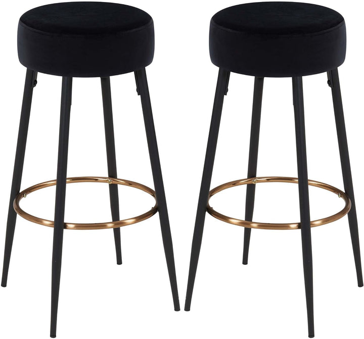 Duhome Barhocker 2er Set Barstühle Runde Tresenhocker Samt Bistrohocker mit Fussstütze für Bistro Kü