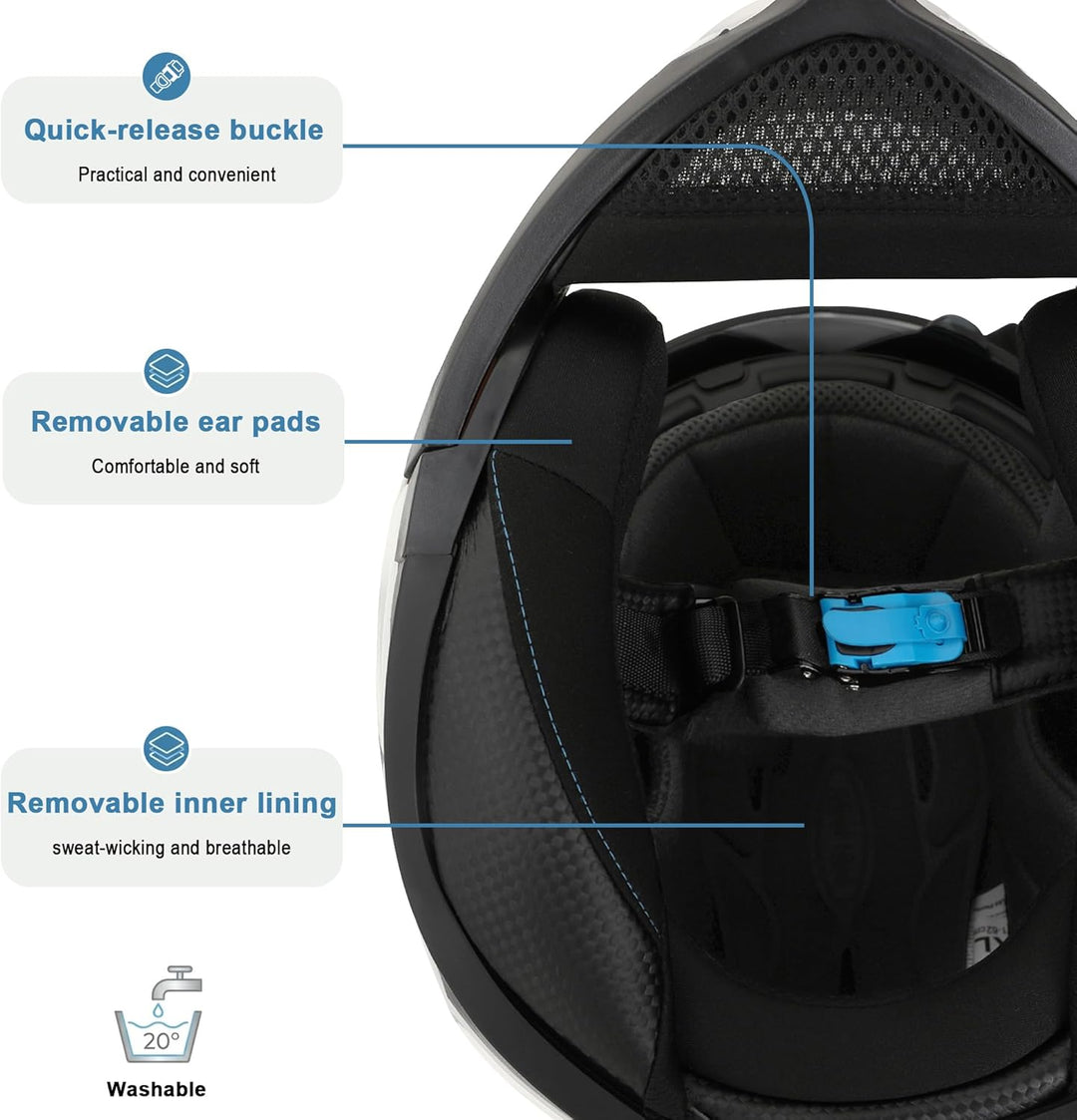 Westt Motorradhelm Herren Damen Integralhelm Klapphelm Flip-up Motorrad Jethelm Chopper Mofa Moped R