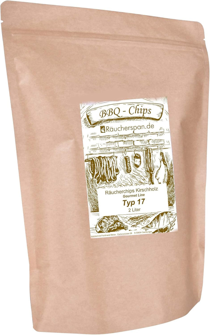 Smoker-Chips Räucherchips Buche Kirsche Erle Apfelholz 2L BBQ Chips (Kirschholz 2L), Kirschholz 2L