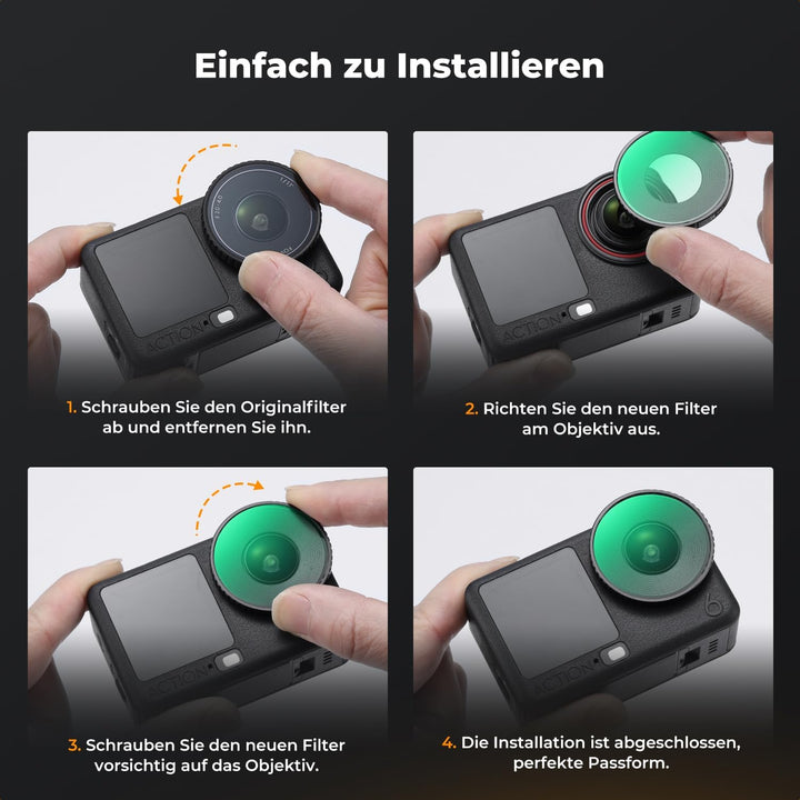 K&amp;F CONCEPT UV Filter Kompatibel mit DJI Osmo Action 6, UV Schutzfilter Ultraviolett-Filter Optische
