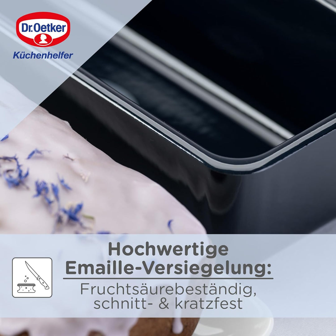 Dr. Oetker Kastenform 30 cm Back-Liebe Emaille – Schnitt- & kratzfeste Backform mit Emaille & Antiha