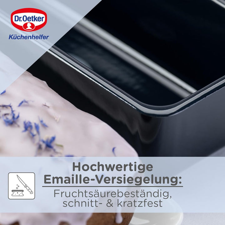 Dr. Oetker Kastenform 30 cm Back-Liebe Emaille – Schnitt- & kratzfeste Backform mit Emaille & Antiha
