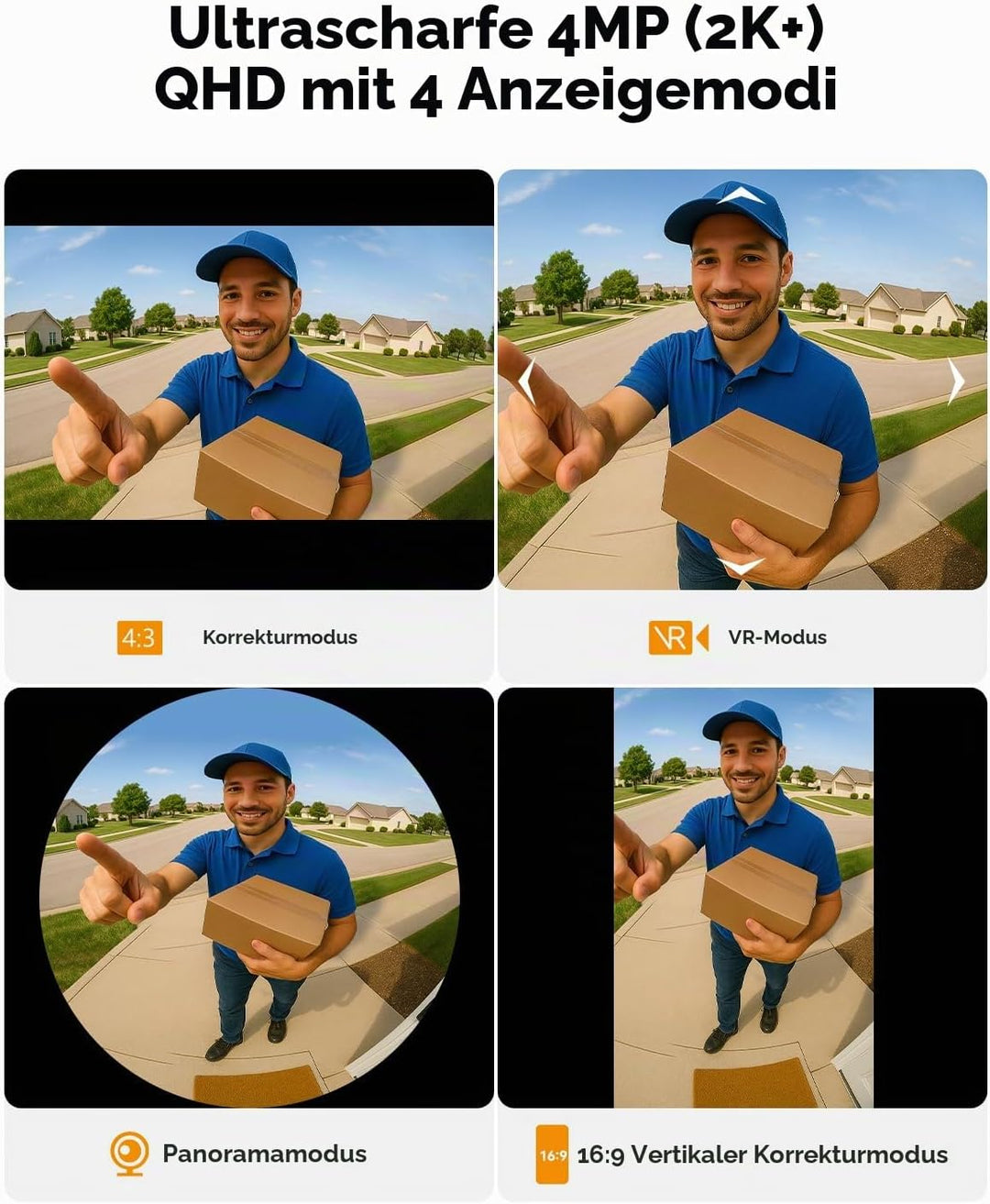 Imou 4MP Panoramic Doorbell DB3 KIT, Video-Türklingel 2K+ WiFi mit Klingel, 4MP Nachtsicht 5m, KI-Pa