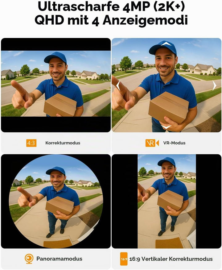Imou 4MP Panoramic Doorbell DB3 KIT, Video-Türklingel 2K+ WiFi mit Klingel, 4MP Nachtsicht 5m, KI-Pa