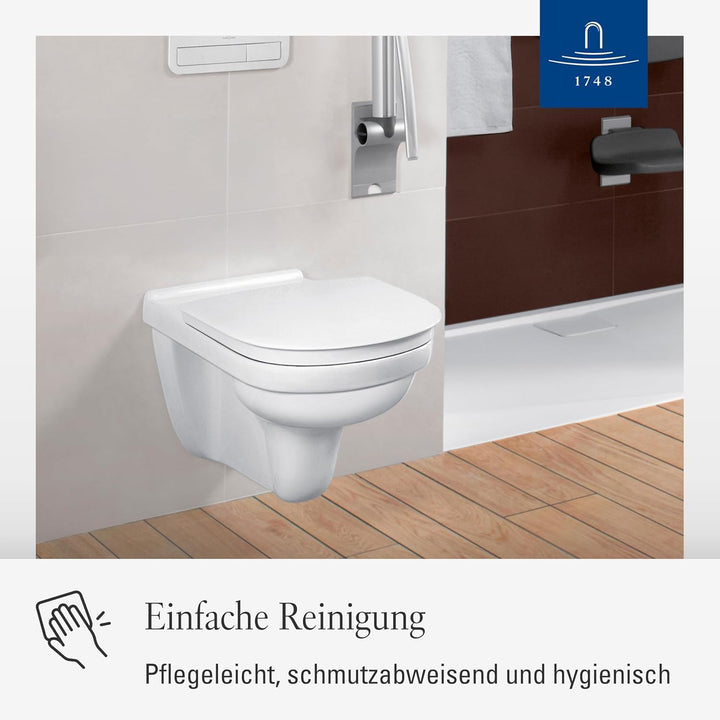 Villeroy & Boch ViCare WC-Sitz barrierefrei - Toilettendeckel Weiss Alpin aus Duroplast - Toilettens